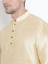 Vastramay Vastramay Men's Gold Silk Blend Curved Kurta Dhoti Set